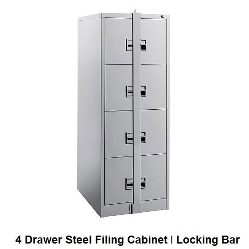 4 Drawer Metal Filing Cabinet Lock Bar
