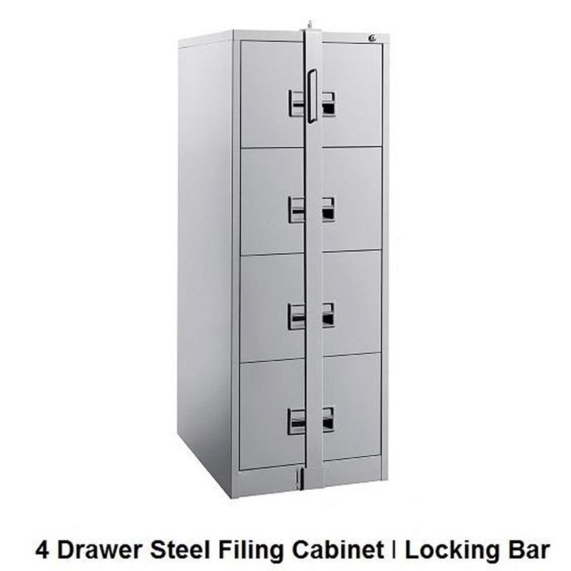 4 Drawer Metal Filing Cabinet Lock Bar Lcf Furniture Store