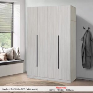 Tosco Full Height 4 Door Wardrobe (White Wash)