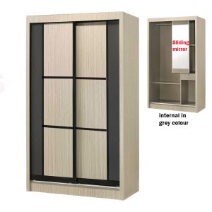 SS492M-A Sliding Wardrobe (Whitewash-Mirror)